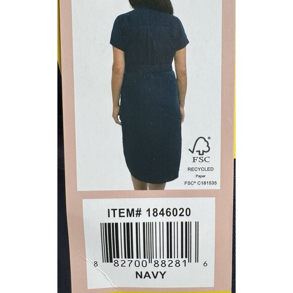 Teddi Rose Womens Small Navy Blue Shirt Dress Tunic Button Down Safari Belted - Picture 9 of 10
